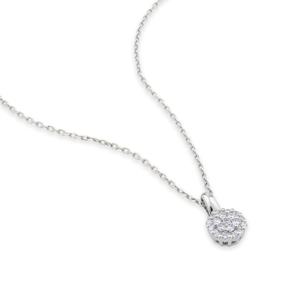 Colgante de oro blanco con circulo de pavé de diamantes de 0,14 quilates