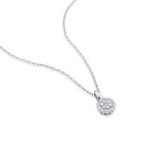 Colgante de oro blanco con circulo de pavé de diamantes de 0,14 quilates