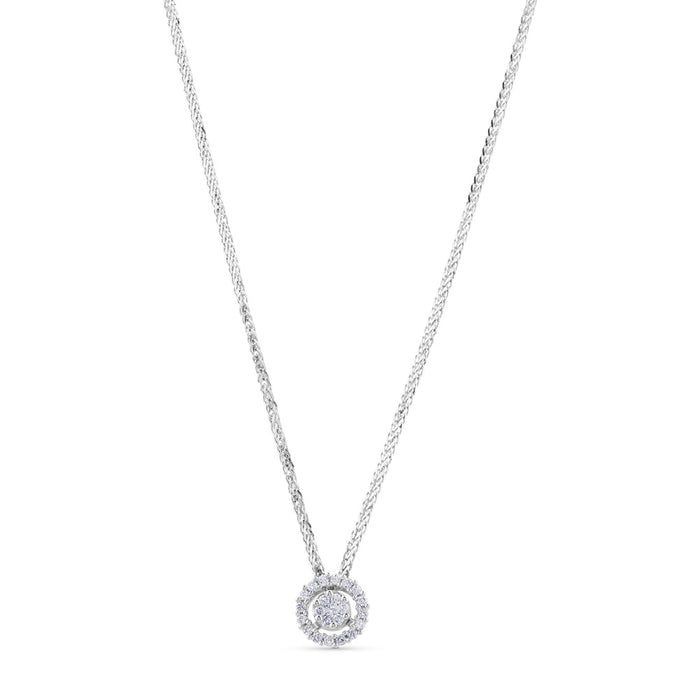 Colgante de oro blanco con círculo y orla de pavé de diamantes de 0,18 quilates