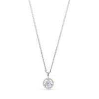Colgante de oro blanco con círculo y orla de pavé de diamantes de 0,23 quilates
