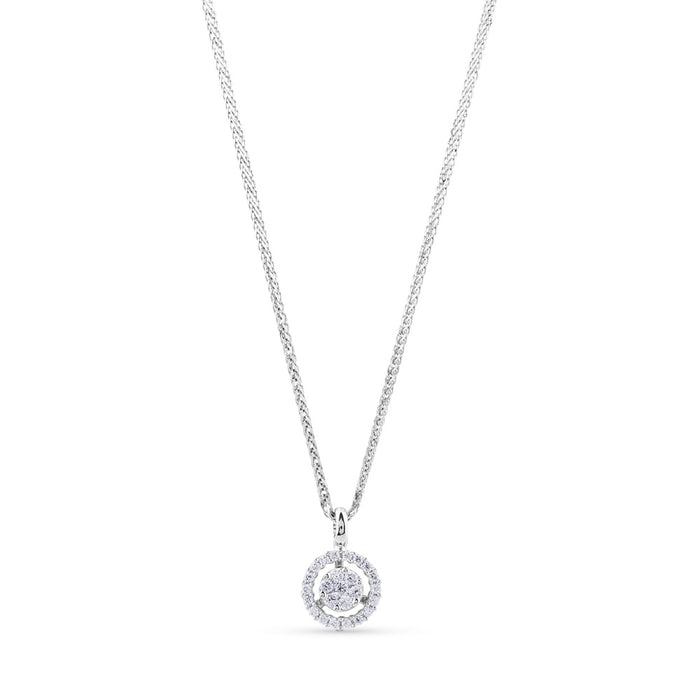Colgante de oro blanco con círculo y orla de pavé de diamantes de 0,23 quilates