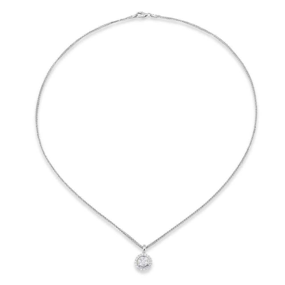 Colgante de oro blanco con círculo y orla de pavé de diamantes de 0,23 quilates