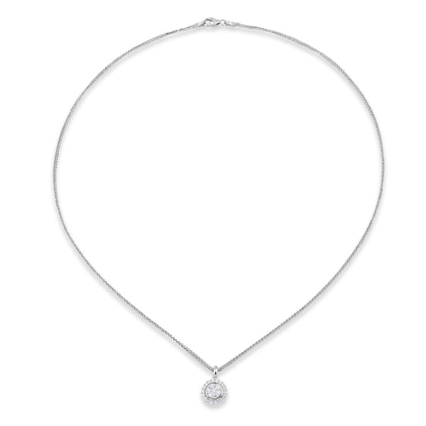 Colgante de oro blanco con círculo y orla de pavé de diamantes de 0,23 quilates