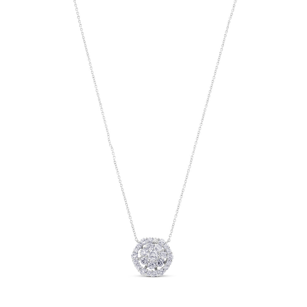 Colgante de oro blanco con círculo de pavé de diamantes de 0,65 quilates