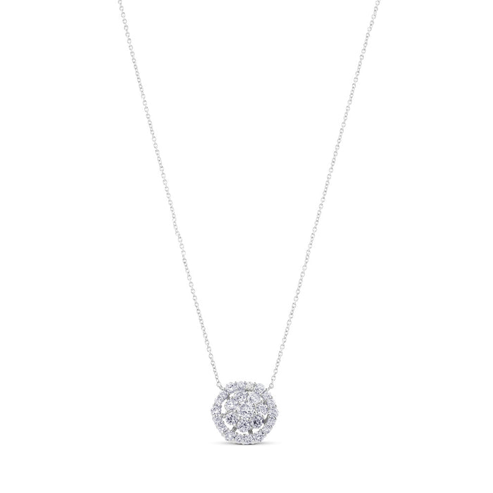 Colgante de oro blanco con círculo de pavé de diamantes de 0,65 quilates