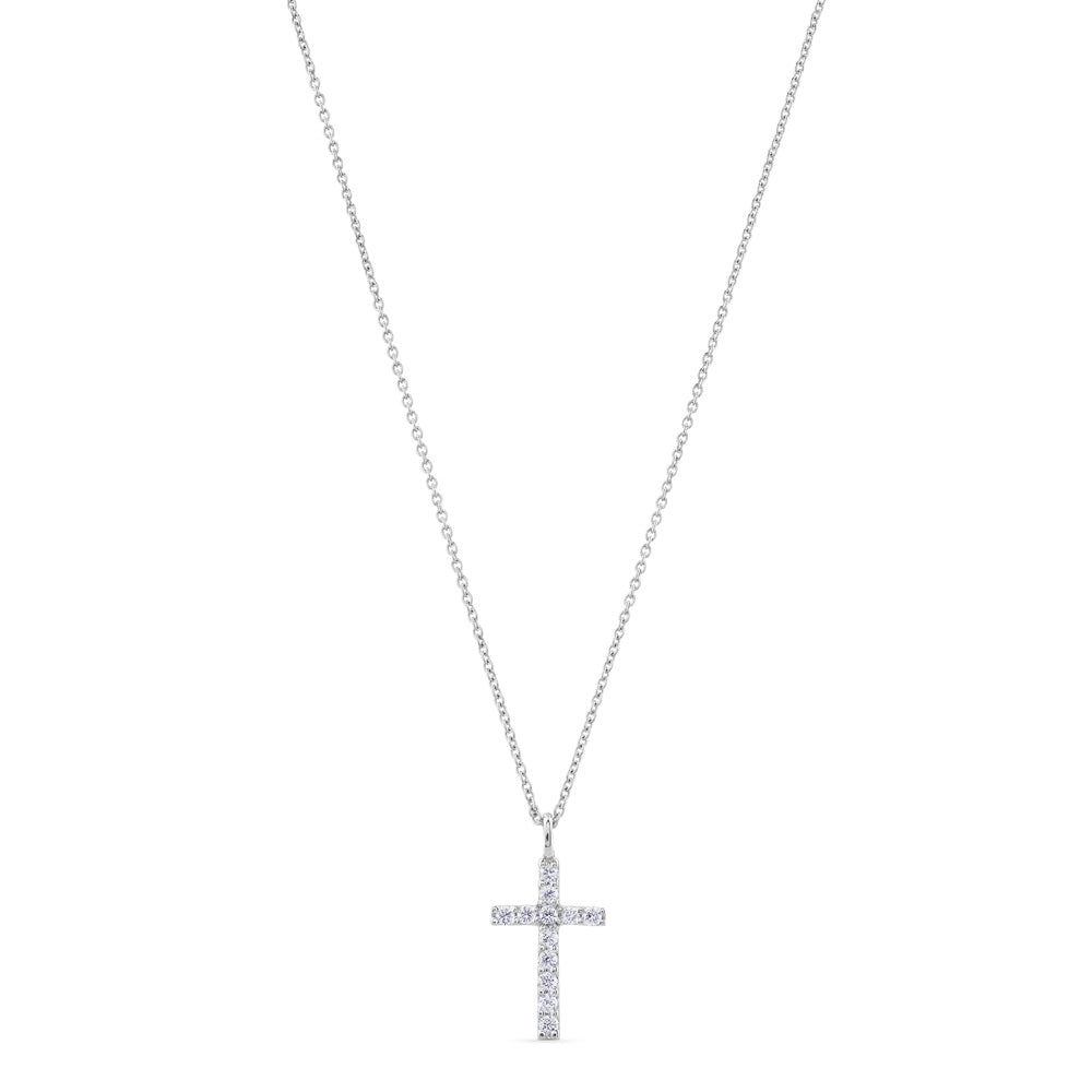 Colgante de oro blanco con cruz de diamantes de 0,10 quilates