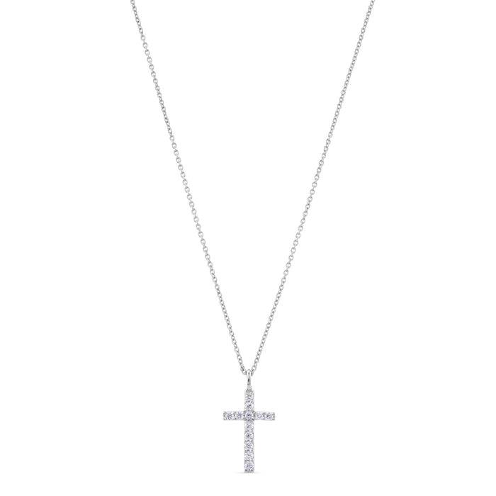 Colgante de oro blanco con cruz de diamantes de 0,10 quilates