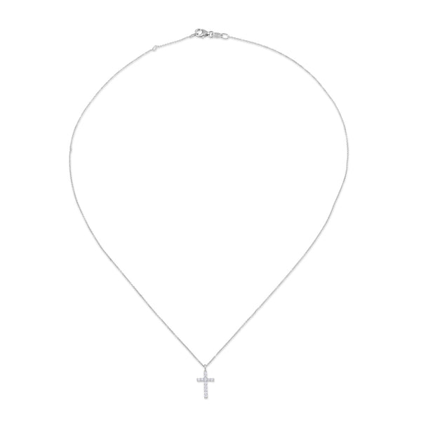 Colgante de oro blanco con cruz de diamantes de 0,10 quilates