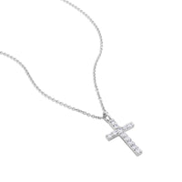 Colgante de oro blanco con cruz de diamantes de 0,10 quilates