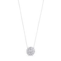 Colgante de oro blanco con flor de pavé de diamantes de 0,43 Quilates