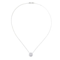 Colgante de oro blanco con flor de pavé de diamantes de 0,43 Quilates