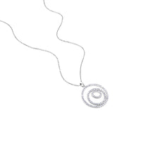 Colgante  GeometriCh de oro blanco con círculos de pavé de diamantes