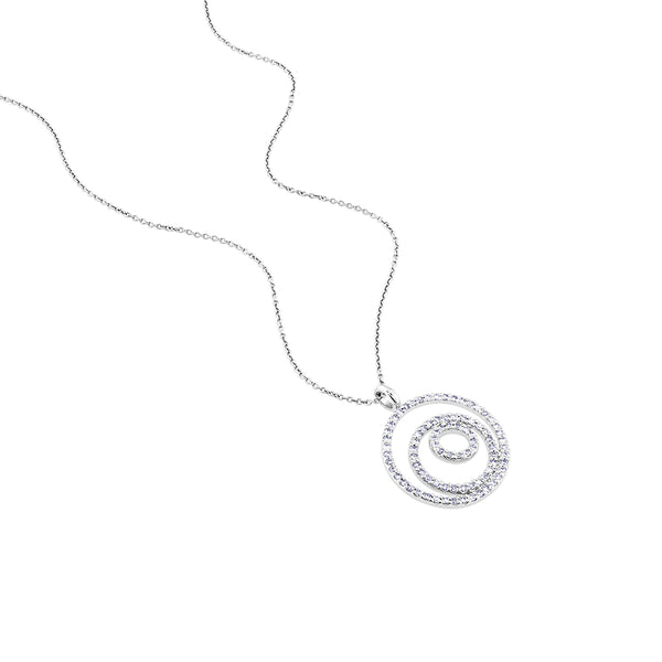 Colgante  GeometriCh de oro blanco con círculos de pavé de diamantes