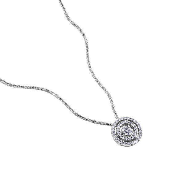 Colgante de oro blanco con círculos de pavé de diamantes