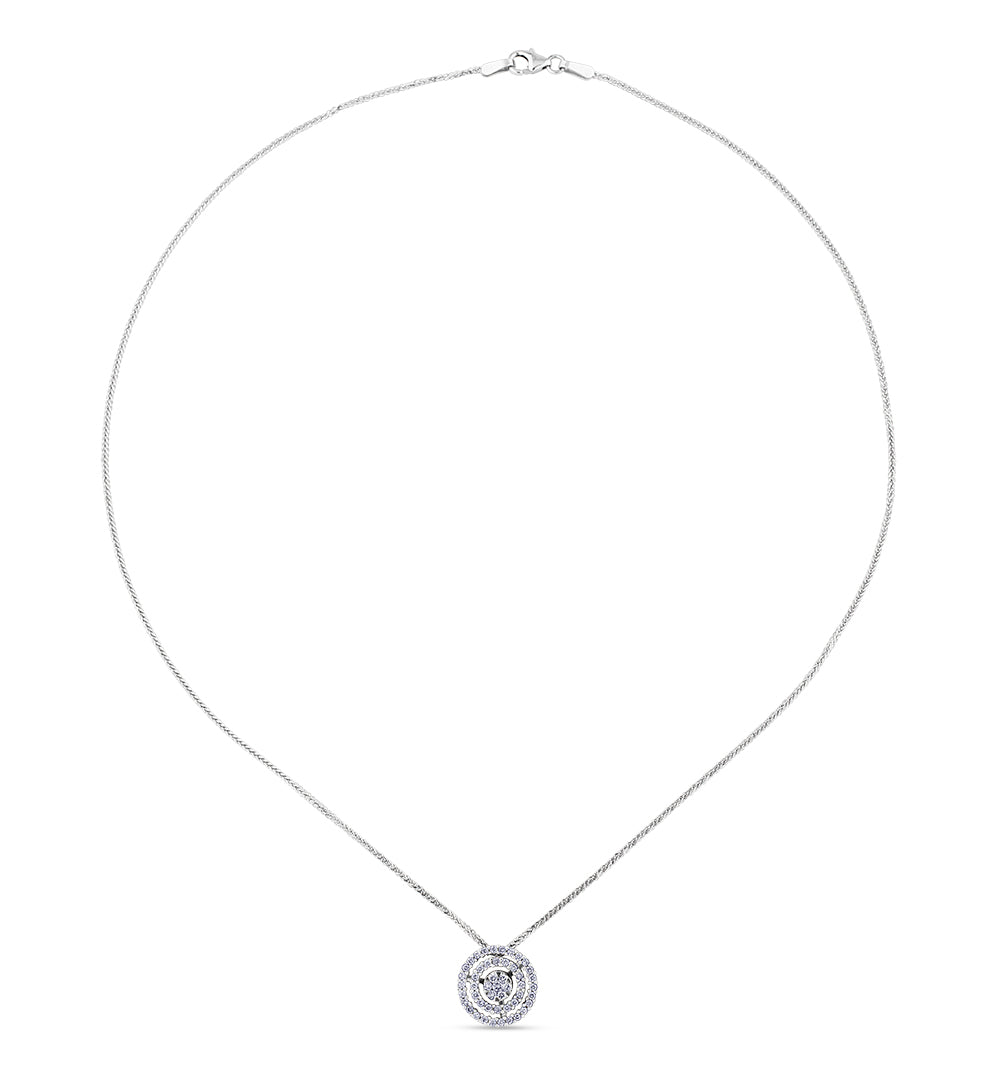 Colgante de oro blanco con círculos de pavé de diamantes