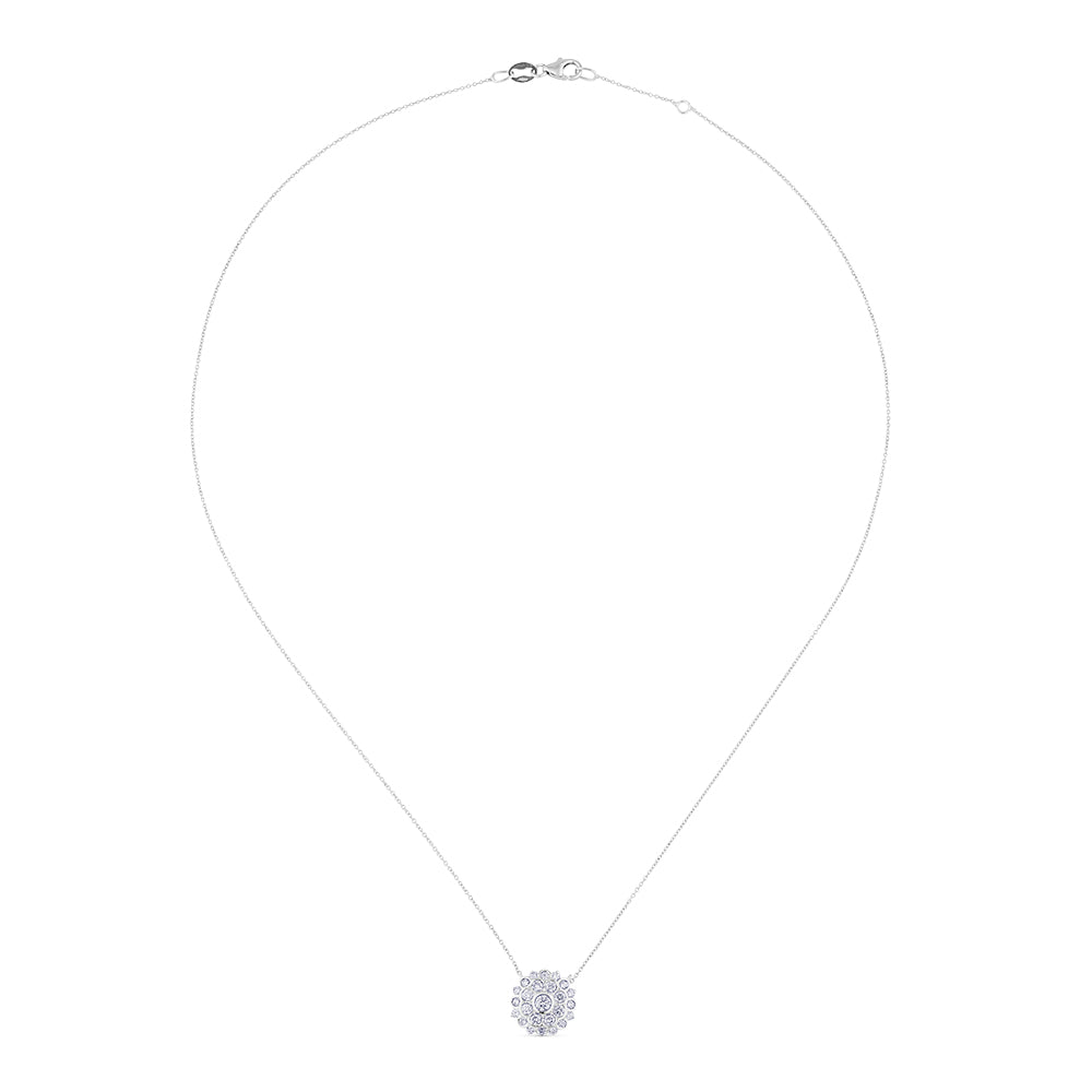 Colgante de oro blanco con flor de diamantes