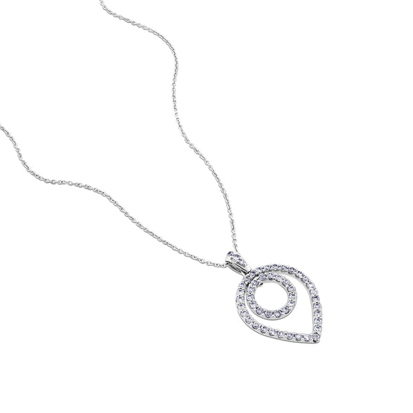 Colgante GeometriCh de oro blanco con diamantes estilo pera