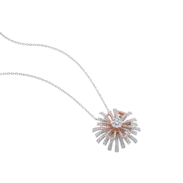 Colgante copo de nieve "Hypnose" de oro blanco y oro rosa con diamantes