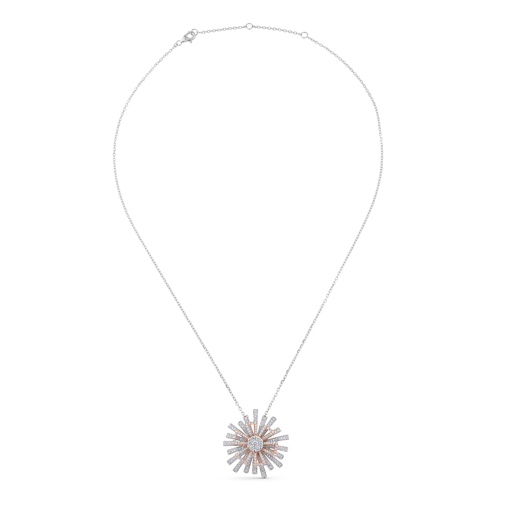 Colgante copo de nieve "Hypnose" de oro blanco y oro rosa con diamantes
