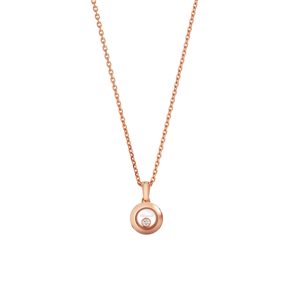 Colgante Chopard Happy Icons oro rosa en circulo y un diamante_79A017-5001_Chocrón Joyeros