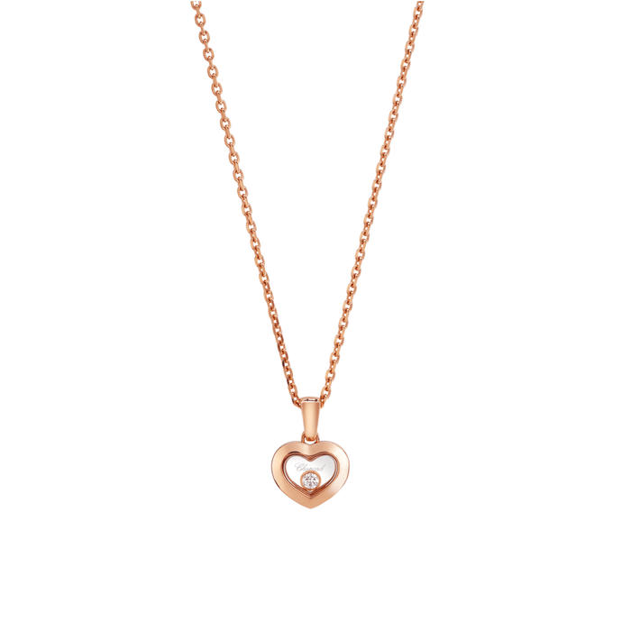 Colgante Chopard Happy Icons oro rosa en forma corazón y un diamante_79A054-5001_Chocrón Joyeros