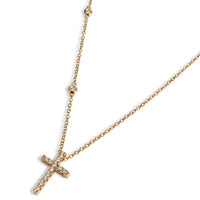 colgante-oro-rosa-cruz-brillantes-diamantes-cadena-chaton - Ref j5164clb Chocrón Joyeros