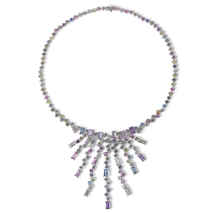 Gargantilla-oro-blanco-zafiros-multicolor - Ref J1730CZ_Chocrón Joyeros