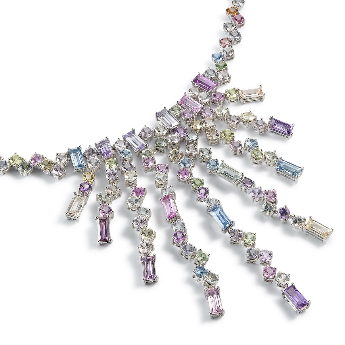 Gargantilla-oro-blanco-zafiros-multicolor - Ref J1730CZ_Chocrón Joyeros