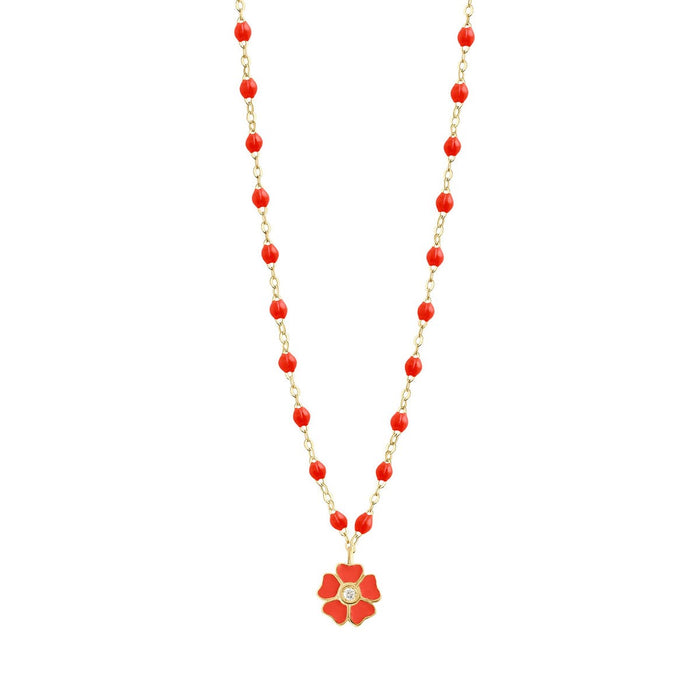 gigiCLOZEAU collar Classic Flor oro amarillo color coral 42cm