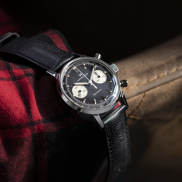 Hamilton American Classic Intra-Matic Chronograph H Esfera Negra Piel