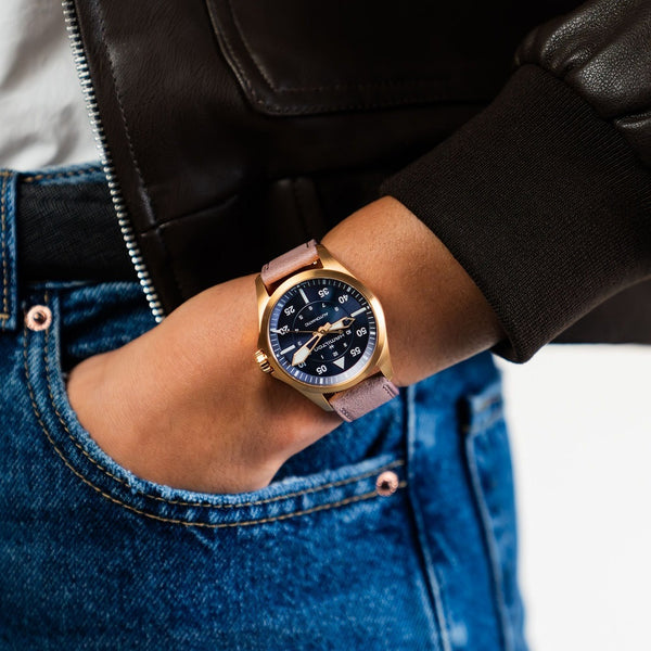Hamilton_Khaki_aviation_pilot_day_date_auto_oro_rosa_esfera_azul_correa_modelo_36mm_h76245840_chocron