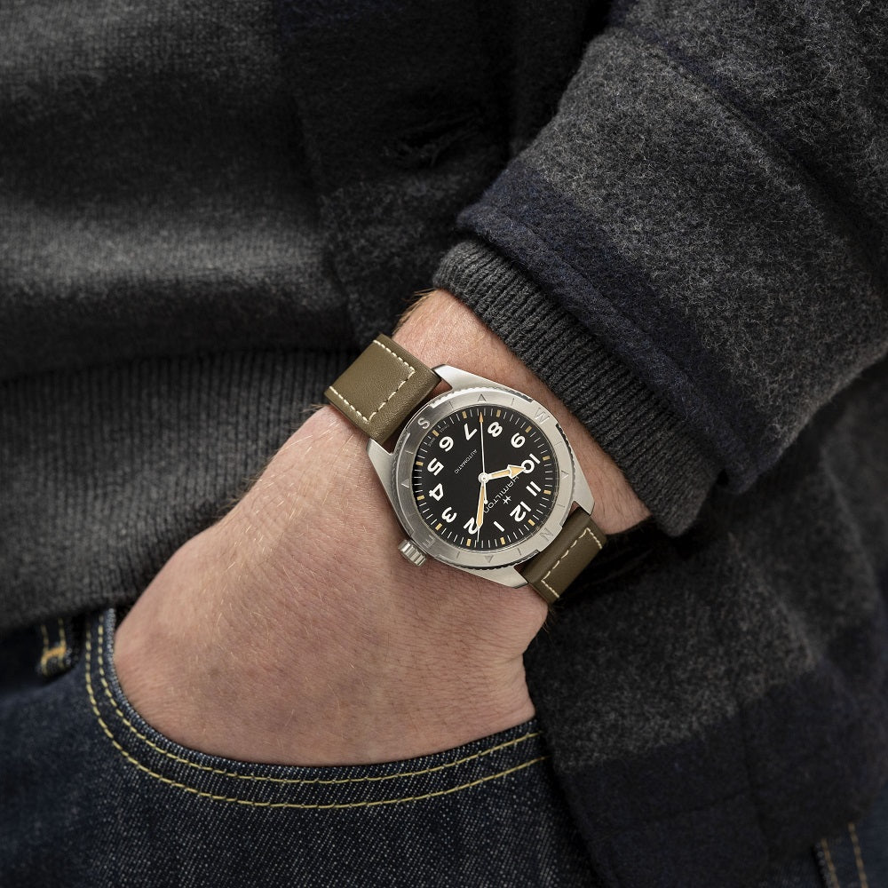 Hamilton Khaki Field Expedition Auto negro correa marrón 41mm