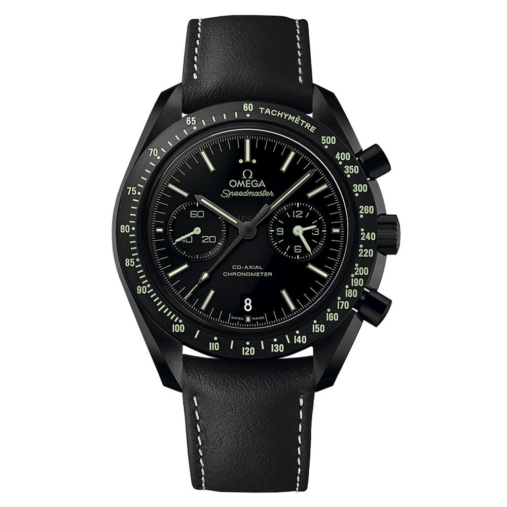 reloj hombre Omega Moonwatch Dark Side todo negro cerámica y piel - Chocrón Joyeros