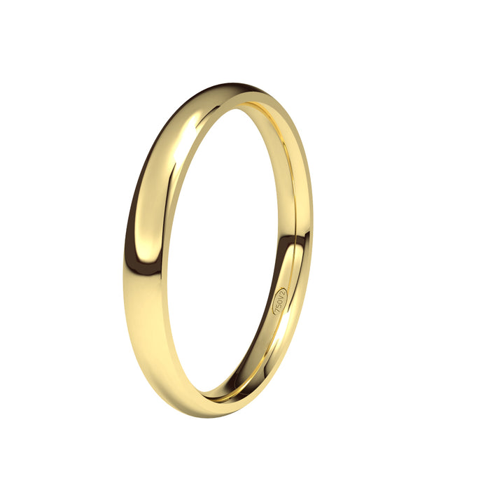 Alianza-boda-almendrada-oro-amarillo-brillo-2.5mm - Ref J-AAL25B