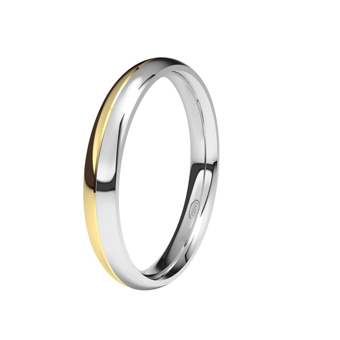 Alianza-boda-bicolor-oro-amarillo-oro-blanco-brillo-3mm - Ref J-ABBI30BB