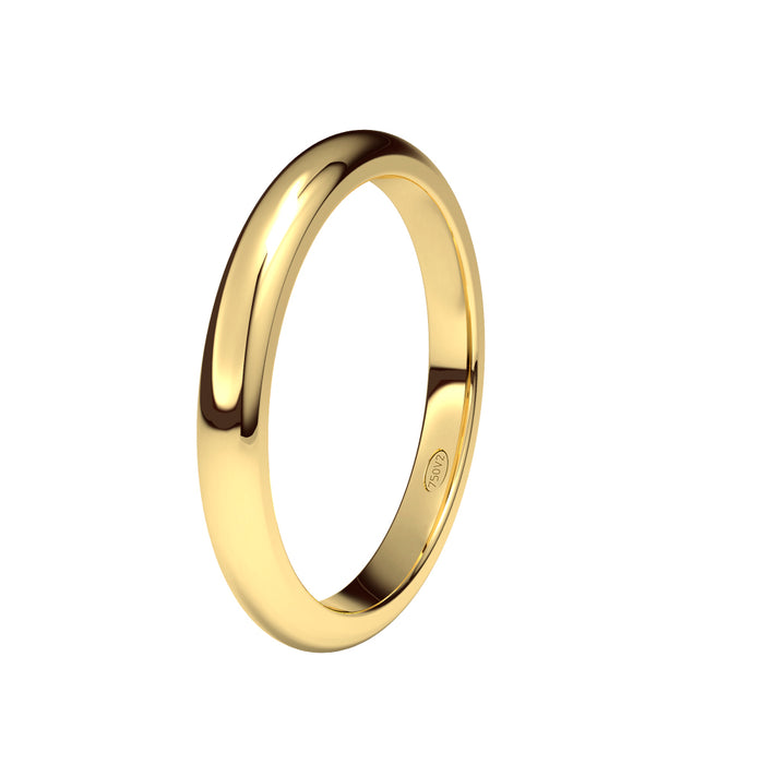 Alianza-boda-media-caña-oro-amarillo-brillo-2.5mm - Ref J-AMC25B