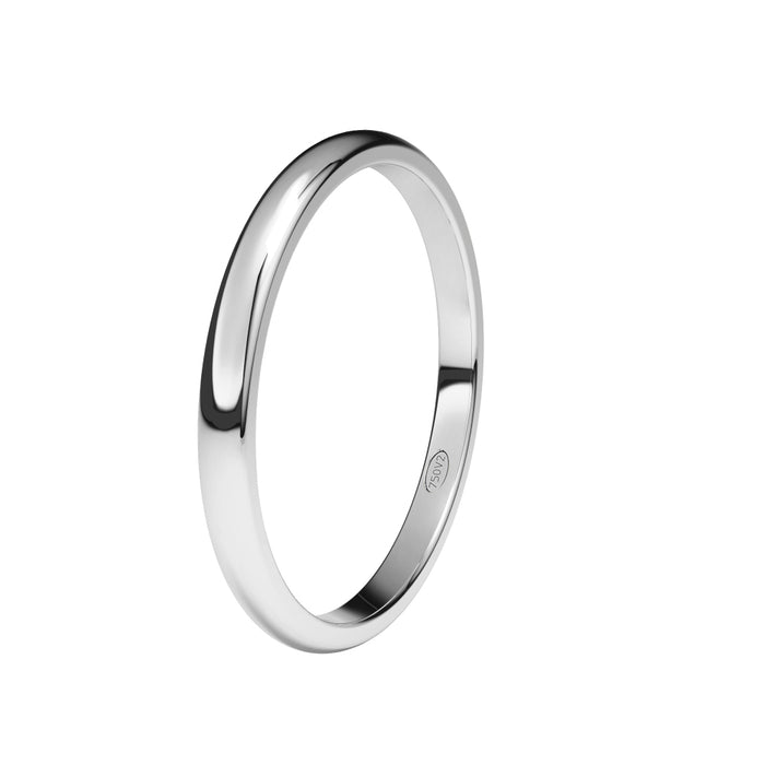 Alianza-boda-media-caña-oro-blanco-brillo-2mm - Ref J-BMC20B