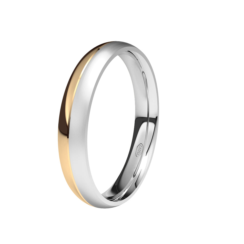 Alianza-boda-bicolor-oro-rosa-brillo-oro-blanco-satinado-3.5mm - Ref J-RBBI35BM