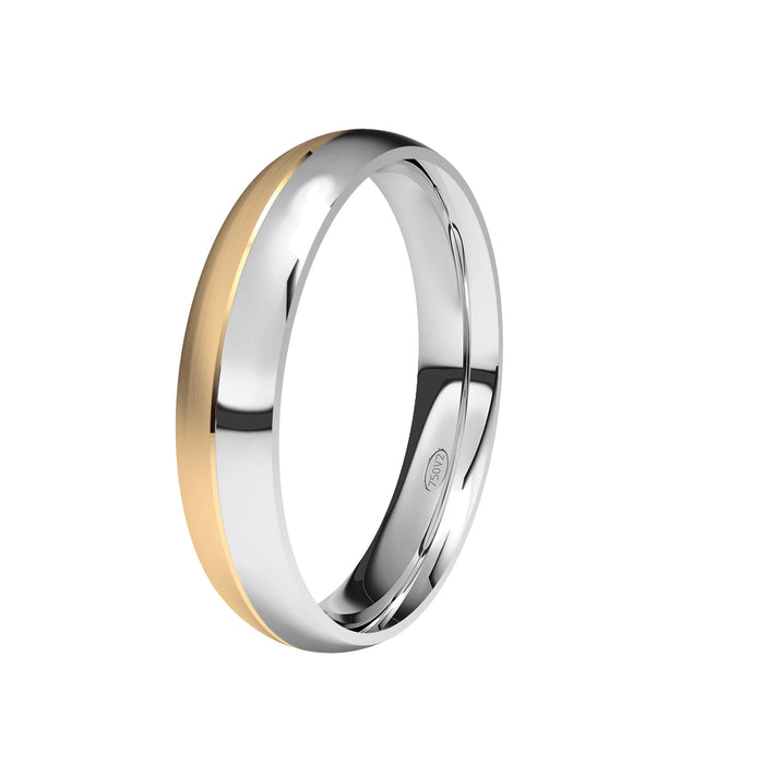 Alianza-boda-bicolor-oro-blanco-brillo-oro-rosa-satinado-4mm - Ref J-RBBI40MB