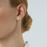 Pendientes de oro blanco en chaton de 0,40 quilates con doble orla de oro blanco