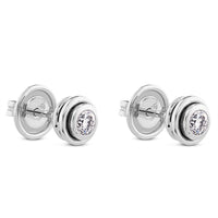 Pendientes de oro blanco en chaton de 0,40 quilates con doble orla de oro blanco
