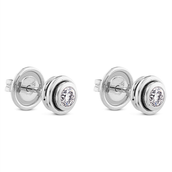 Pendientes de oro blanco en chaton de 0,40 quilates con doble orla de oro blanco