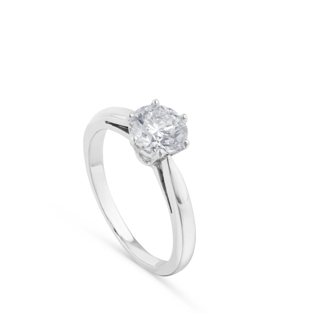 Anillo de compromiso Solitario oro blanco 0,57 quilates 6 garras|Chocrón Joyeros