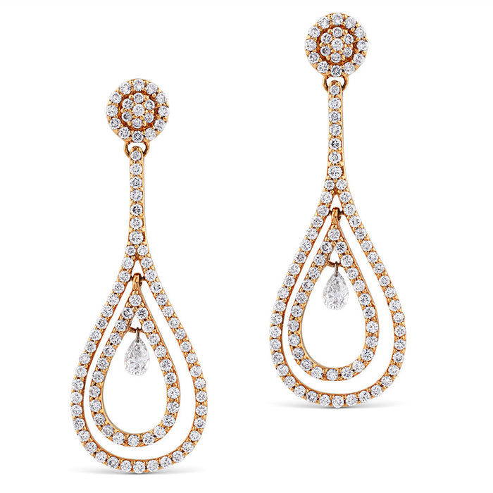 Pendientes-oro-rosa-diamantes - Ref J4106PB