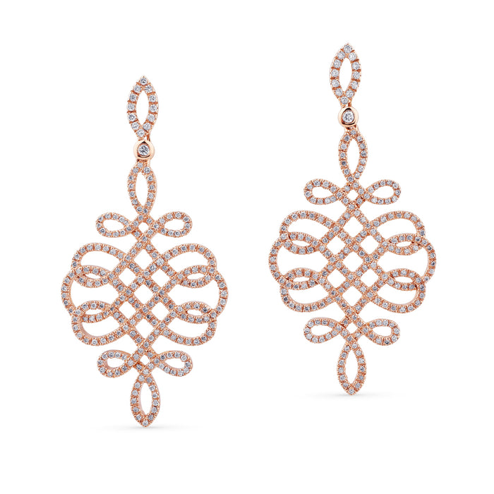 Pendientes oro rosa pavé de diamantes |Chocrón Joyeros