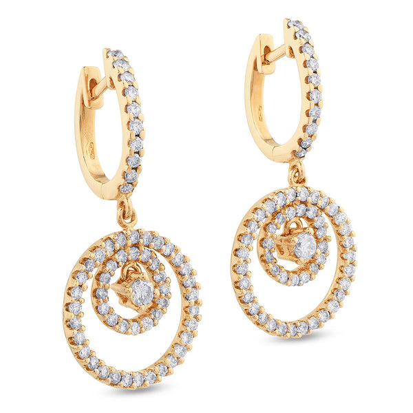 Pendientes GeometriCh  de oro rosa con círculos concéntricos de pavé de diamantes