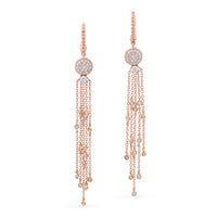 Pendientes oro rosa con cadenas y pavé de diamantes |Chocrón Joyeros