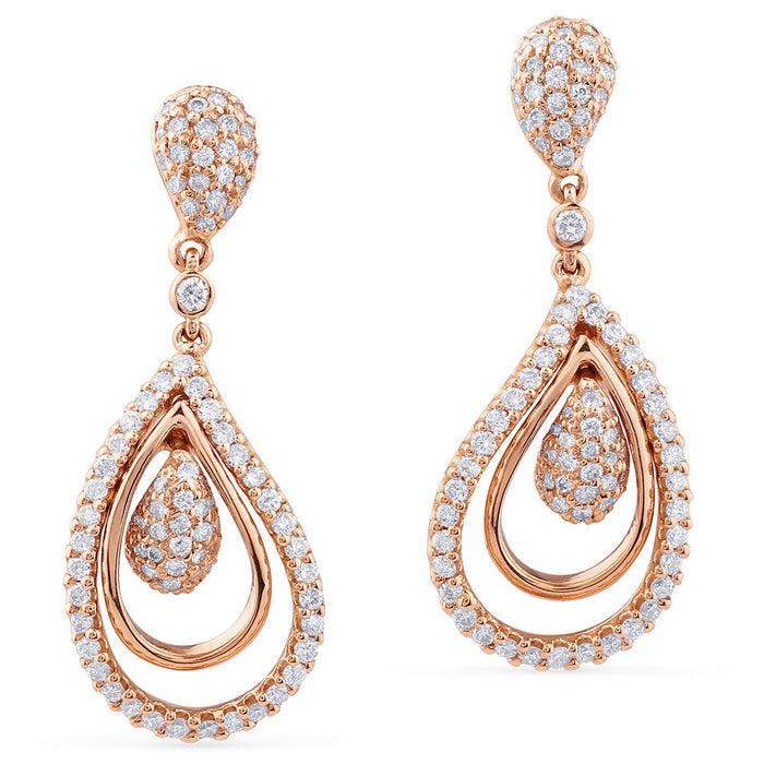 Pendientes-oro-rosa-diamantes - Ref J5672PB