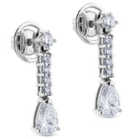 Pendientes Riviere de oro blanco con perillas