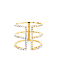 Sortija GeometriCh de oro amarillo con hileras de diamantes